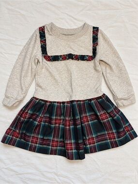 GAP KIDS Girls Holiday Dress with Plaid Ruffle Accent Christmas Thanksgiving